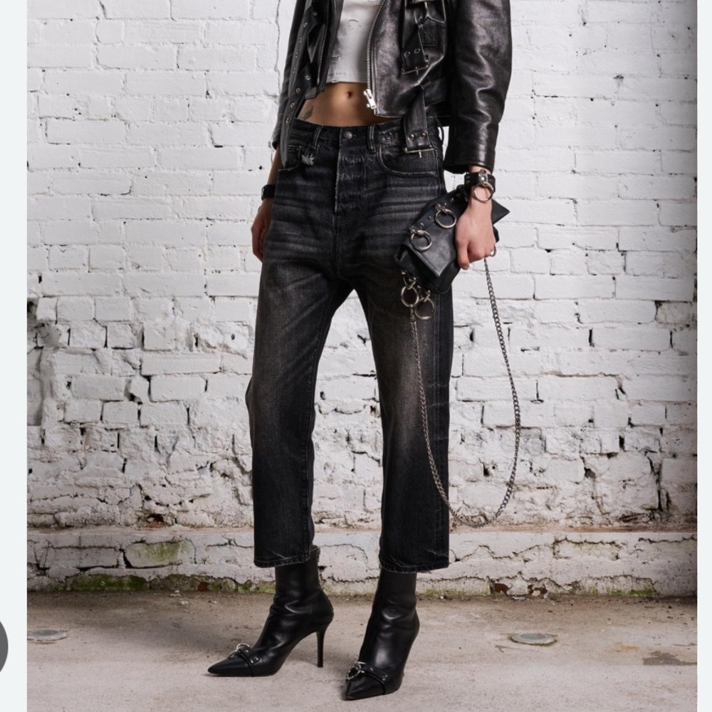 R13 Tailored Everit Black Cropped Jeans Low Rise 28 NWOT (32W)